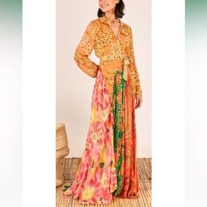 Farm Rio Mixed Prints Maxi Chemise Dress